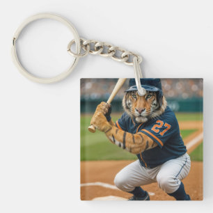 Porte-clés Joueur de baseball Tiger #27 à la batte