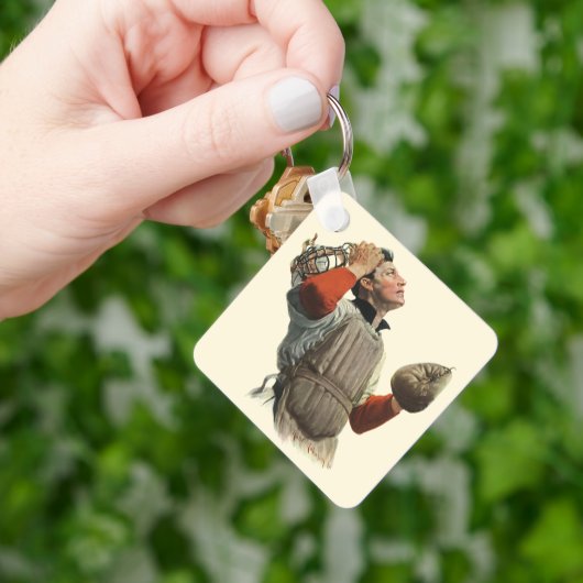 Porte-clés Joueur De Baseball vintage, Chercher (main)