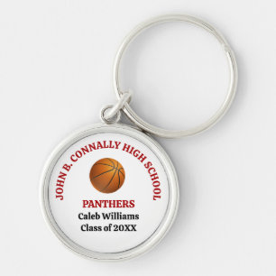 Porte-clés Joueur de basket-ball personnalisé au lycée rouge