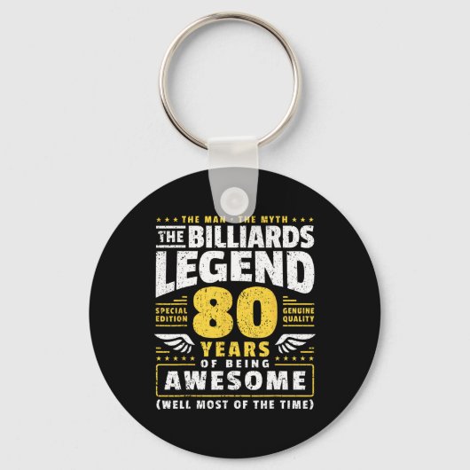 Porte-clés Joueur de billard 80e anniversaire Billiards 80 an (Recto)