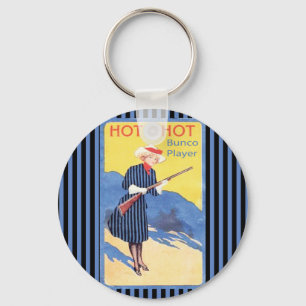 Porte-clés joueur de bunco de tir à chaud