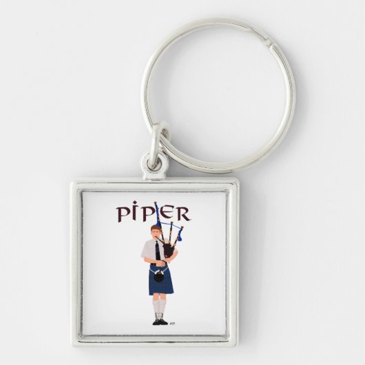 Porte-clés Joueur de cornemuse - Kilt bleu (Devant)