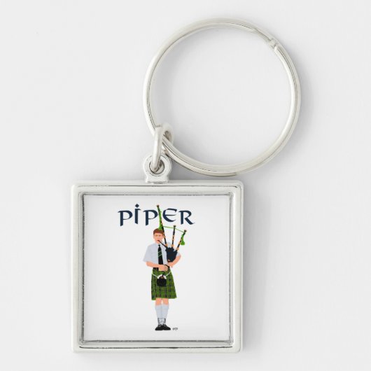 Porte-clés Joueur de cornemuse - Kilt vert (Devant)