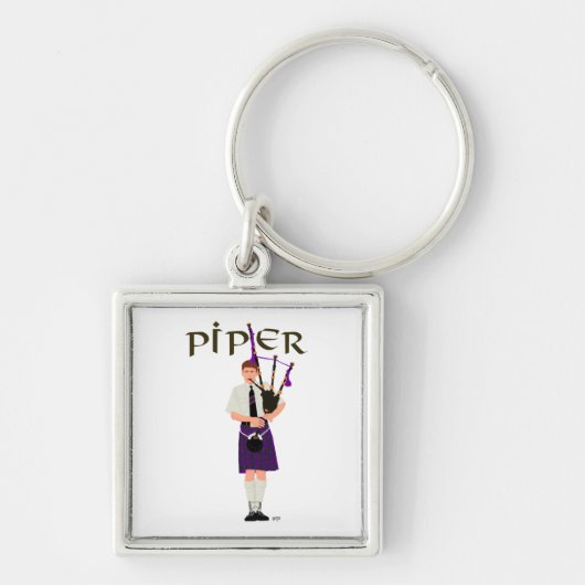 Porte-clés Joueur de cornemuse - Kilt Violet (Devant)