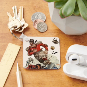 Porte-clés Joueur de football américain quarterback en course