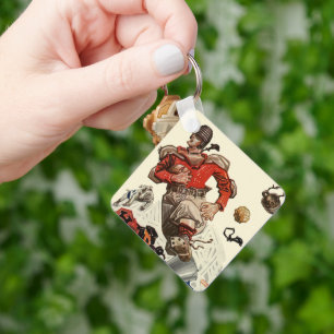 Porte-clés Joueur de football américain vintage et mascotte b