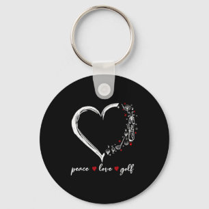 Porte-clés Joueur de golf Heart Peace Love Srt Amoureux Tenue