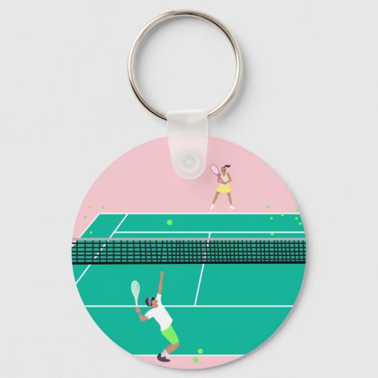 Porte-clés Joueur de Match Art Moderne Pink Green (Recto)