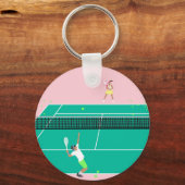 Porte-clés Joueur de Match Art Moderne Pink Green (Recto)