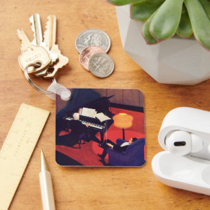 Porte-clés Joueur de piano de salon de musique Art Déco vinta