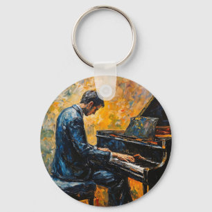 Porte-clés Joueur de piano - Peinture à l'huile