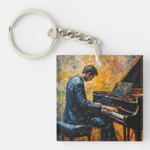 Porte-clés Joueur de piano - Peinture à l'huile