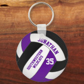 Porte-clés joueur de volley violet noir et nom d'équipe (Verso)