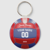 Porte-clés Joueur de volleyball Nom Année Équipe Rouge et Ble (Verso)