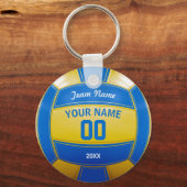 Porte-clés Joueur de volleyball Nom de l'année Équipe Bleu et (Verso)