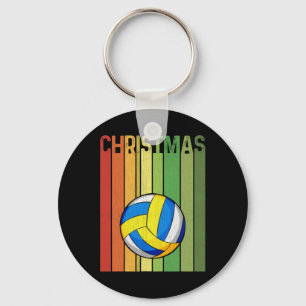 Porte-clés Joueur de volleyball rétro Noël Match de groupe mi