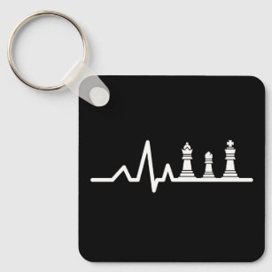 Porte-clés Joueur d'échecs battement de coeur reine évêque ro
