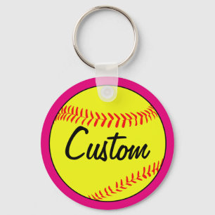 Porte-clés Joueur/entraîneur/joueur de softball rose personna