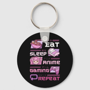 Porte-clés Joueur Jeux Vidéo Drôle Manger Dormir Anime Jeux