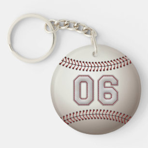 Porte-clés Joueur numéro 06 - points frais de base-ball