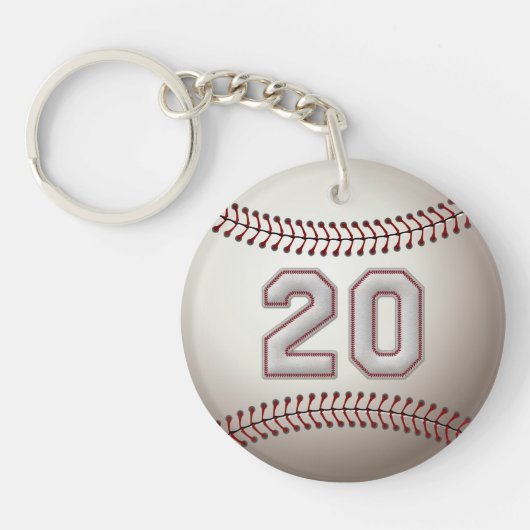 Porte-clés Joueur numéro 20 - points frais de base-ball (Devant)