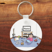 Porte-clés Joueur vidéo personnalisé - Dessin féminin (Recto)