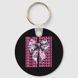 Porte-clés Joueuse de hockey en ligne fille coquette noeud ru