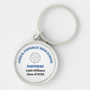 Porte-clés Joueuse de volley-ball personnalisée au lycée bleu