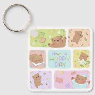 Porte-clés Jouez Un Joyeux Jour : Joli Teddy Bear Illustratio