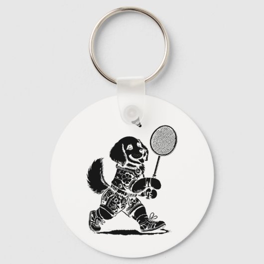 Porte-clés Jouons à Badminton Player Shuttle Racket (Recto)