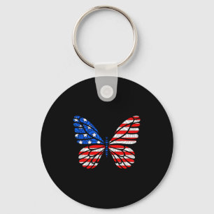 Porte-clés Jour 4 Juillet Drapeau américain Papillon américai