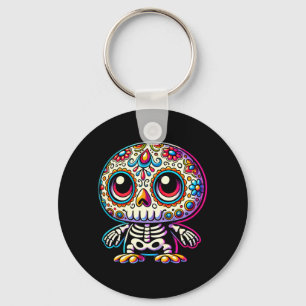 Porte-clés Jour adorable de la fête des morts crâne de sucre