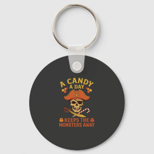 Porte-clés Jour de bonbons Halloween Pirate Crâne Canne