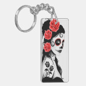 Porte-clés Jour de la fille morte de crâne de sucre - blanc (Devant gauche)