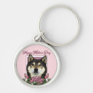Porte-clés Jour de mères - tulipes roses - Shiba Inu - Yasha