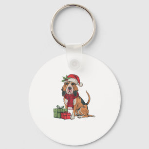 Porte-clés Jour de Noël Décoration Père Noël Bloodhound Chien