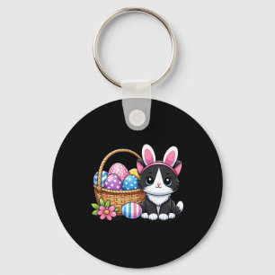 Porte-clés Jour de Pâques Chat Lapin Oreilles Oeufs Graphique