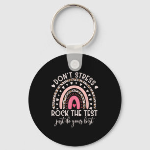 Porte-clés Jour de test amusant Retro Boho Rainbow Day Motiva