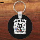 Porte-clés Jour de test drôle chat stressé enseignant élève e (Recto)
