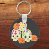 Porte-clés Jour des Crânes de Sucre Morts et Marigolds (Recto)