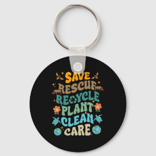 Porte-clés Jour des terres amusant Enregistrer Secourt Recycl