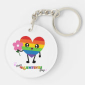 Porte-clés Jour des Valentines du Coeur arc-en-ciel (Dos)