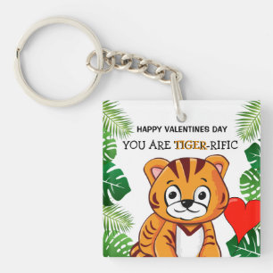 Porte-clés Jour des Valentines Tiger-rific pour enfants migno