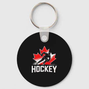Porte-clés Jour du Canada hockey patriotique feuille d'érable