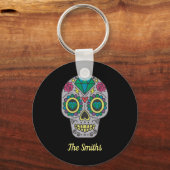 Porte-clés Jour du crâne mort avec Rose et cristal (Recto)