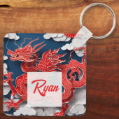 Porte-clés Jour du dragon rouge chinois 2024 Monogramme SqK01 (Verso)