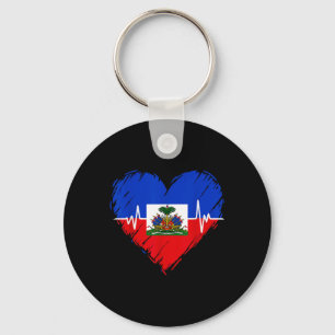 Porte-clés Jour du Drapeau haïtien Aimer Haïti Coeur Haïti Ra