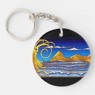 Porte-clés Jour ensoleillé à la plage Aquarelle peinture