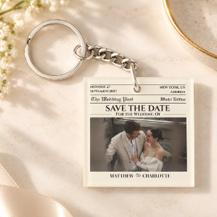 Porte-clés Journal Save the Date Mariage Ivoire