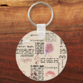 Porte-clés Journal vintage romantique (Recto)